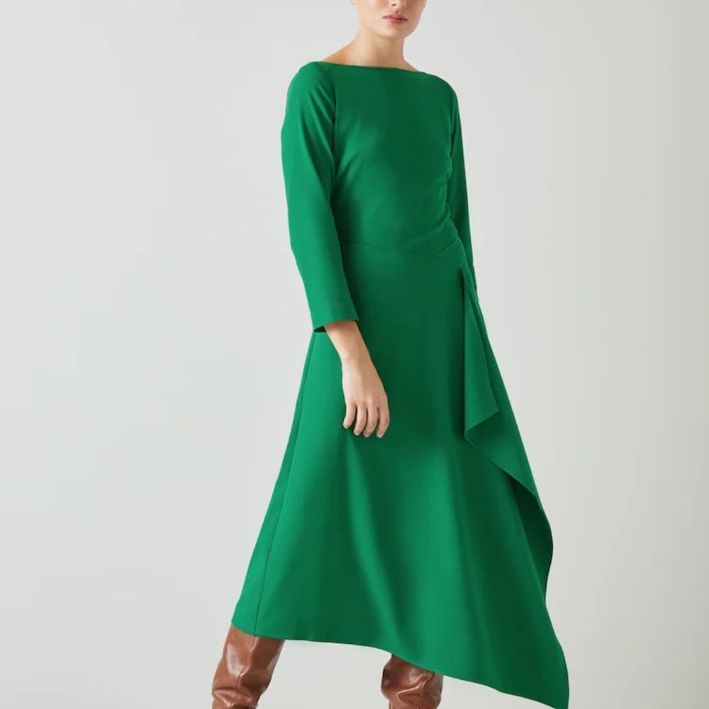 LK Bennett Lena Vibrant Green Midi Dress / Christmas or Holiday Dress